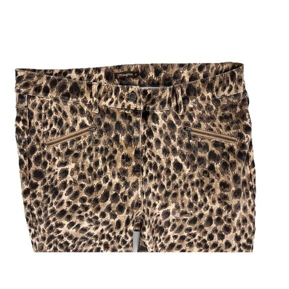 J. Mclaughlin Leopard Baxter Zipper Detail Moto Skinny Pants Size 10 - Picture 2 of 12